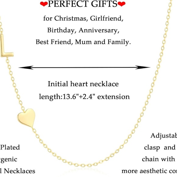 # 38 Gold Heart Initial L Necklace - Picture 2 of 4